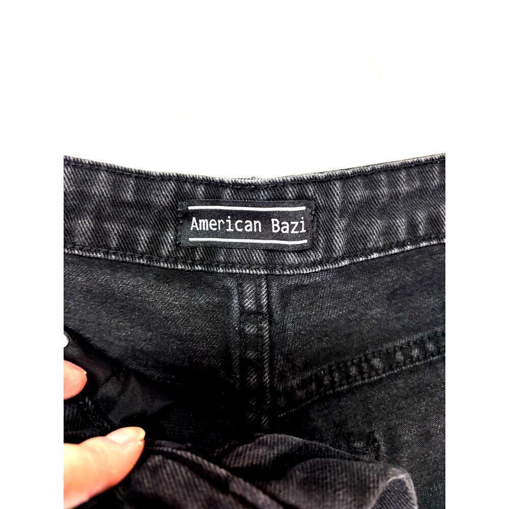 American Bazi Black Denim Cut Off Shorts, Distressed, Women's Large, Jean Shorts - Picture 5 of 6
